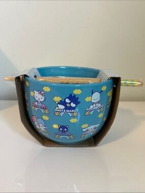 Sanrio 20 oz. Blue Rainbow Character Bowl with Spoon
